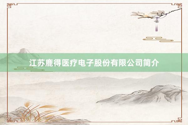 江苏鹿得医疗电子股份有限公司简介